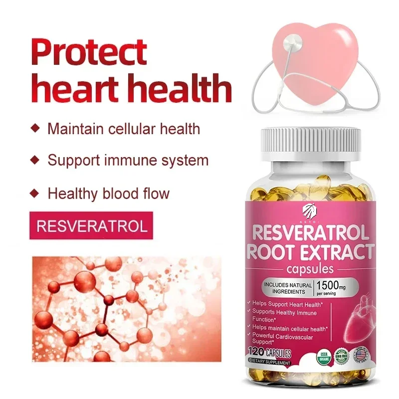 Resveratrol 1500mg Supplement-Antioxidant, Anti-Aging, Skin Radiance, Heart, Cardiovascular, Immune, Metabolism