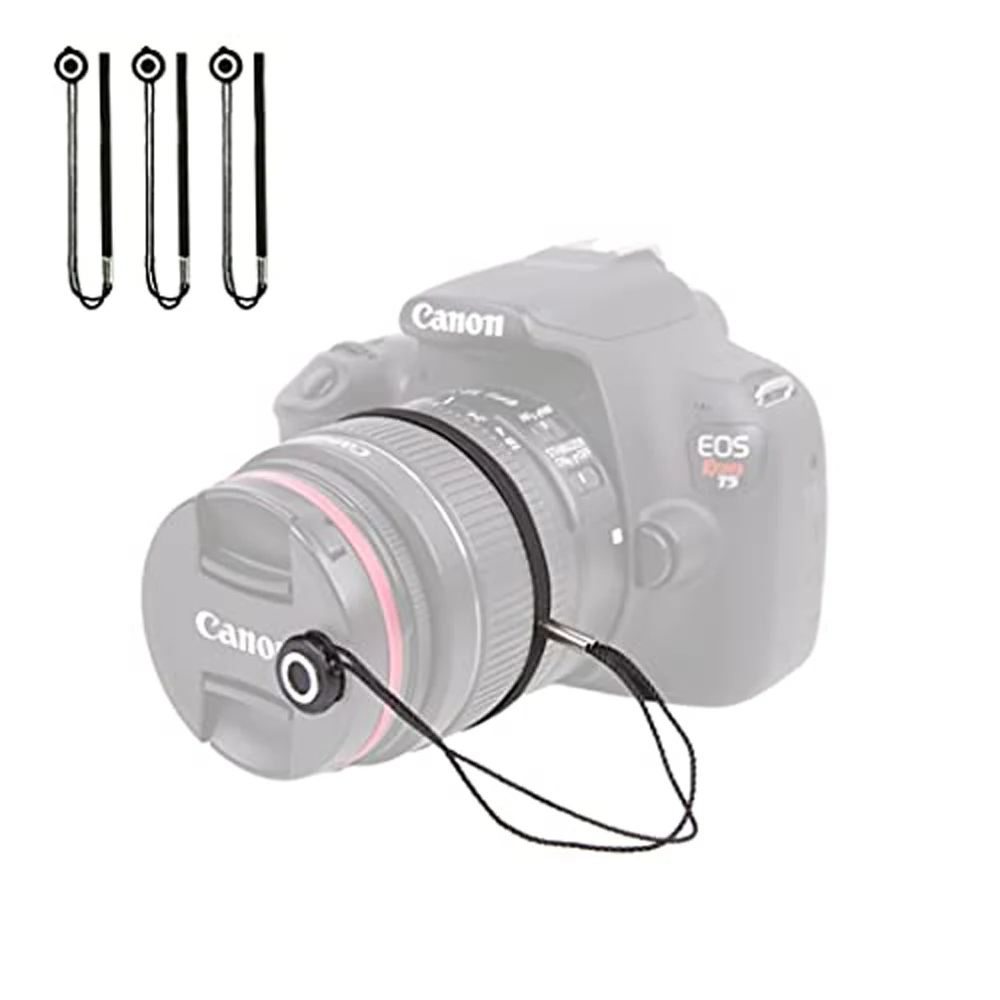 1/3/6개 카메라 렌즈 캡 끈(탄성 끈 포함), 범용 DSLR SLR 이블 미러리스 카메라 비디오와 호환 가능(x3)