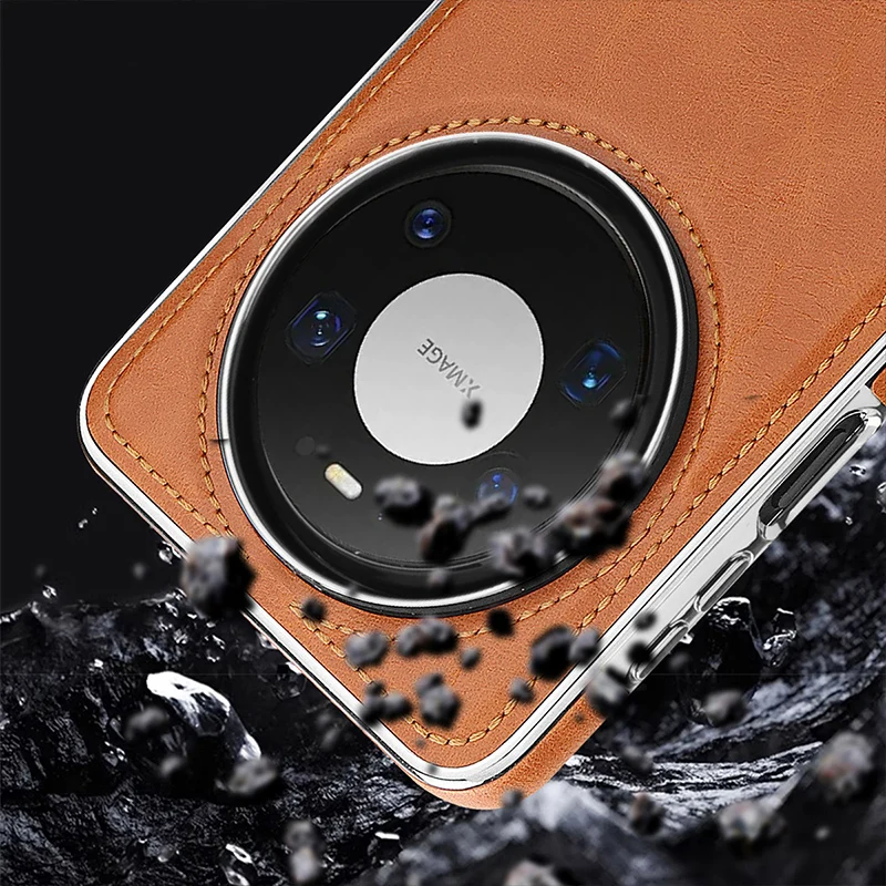 Magnetic Leather Electroplated Protective Phone Case with Wireless Charging Compatibility