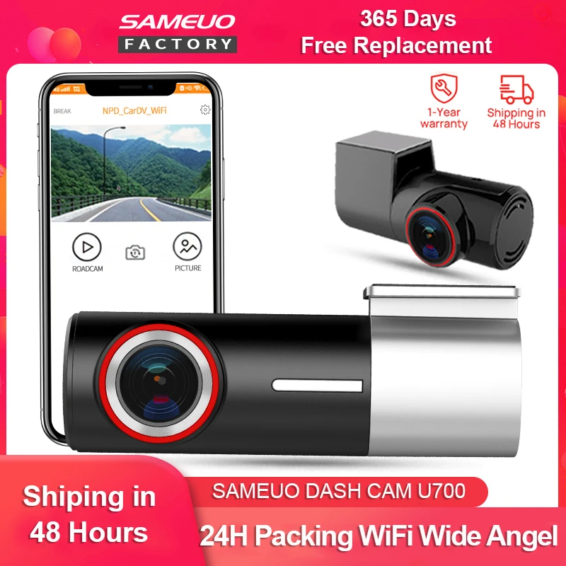 SAMEUO U800 Dash Cam WiFi GPS Dash Camera front and rear Mini Hidde full hd  1080P Super Night Vision DVR 360 Rotation for Cars - AliExpress