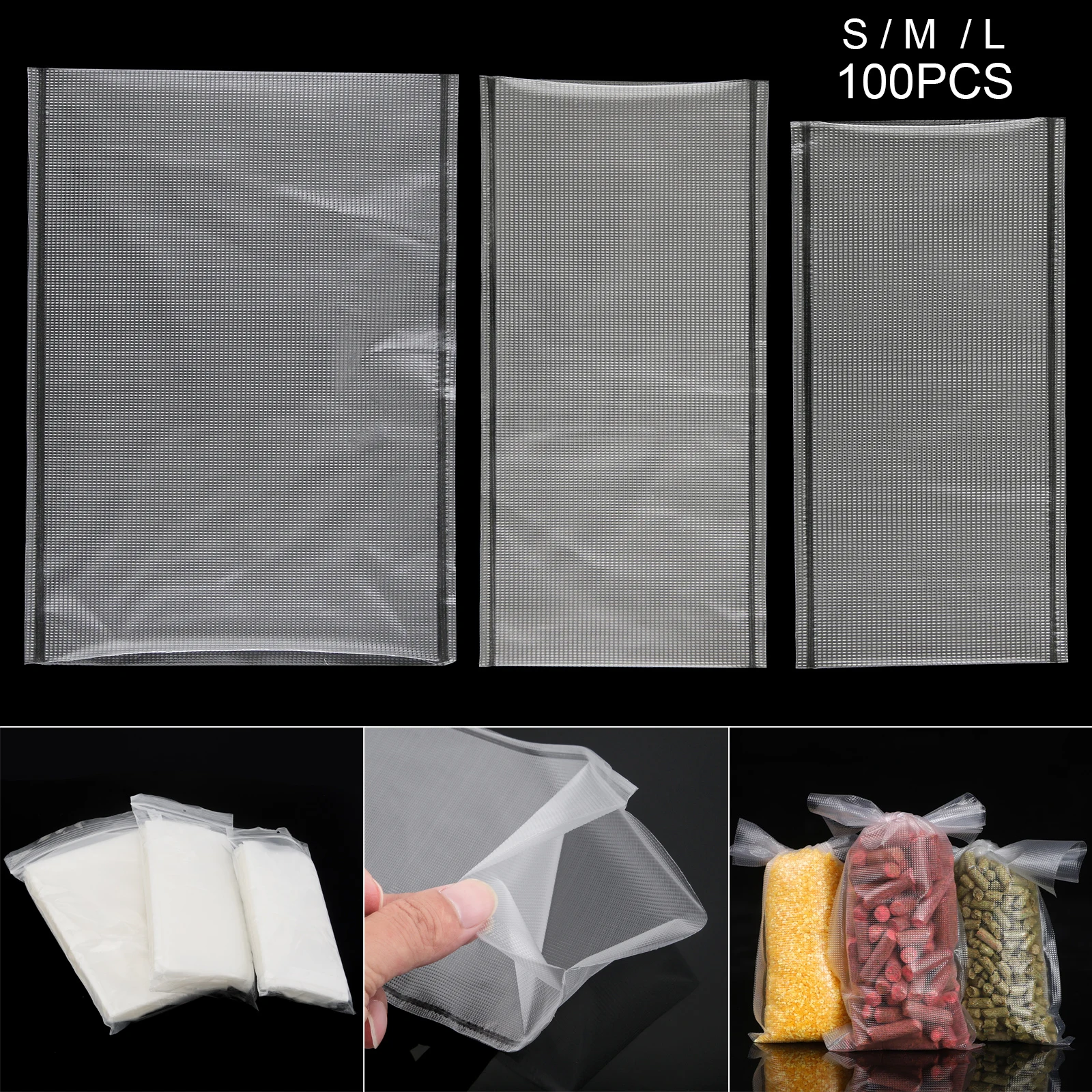 

100pcs 3 Size Optional PVA Water Soluble Bag for Solid Baits Carp Fishing Equipment Tackle Kit Fishing Mesh Bag