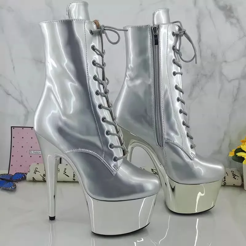 

Fashion Sexy Model Shows PU Upper 17CM/7Inch /20CM/15cm Women's Platform Party High Heels Shoes Pole Dance Boots 029