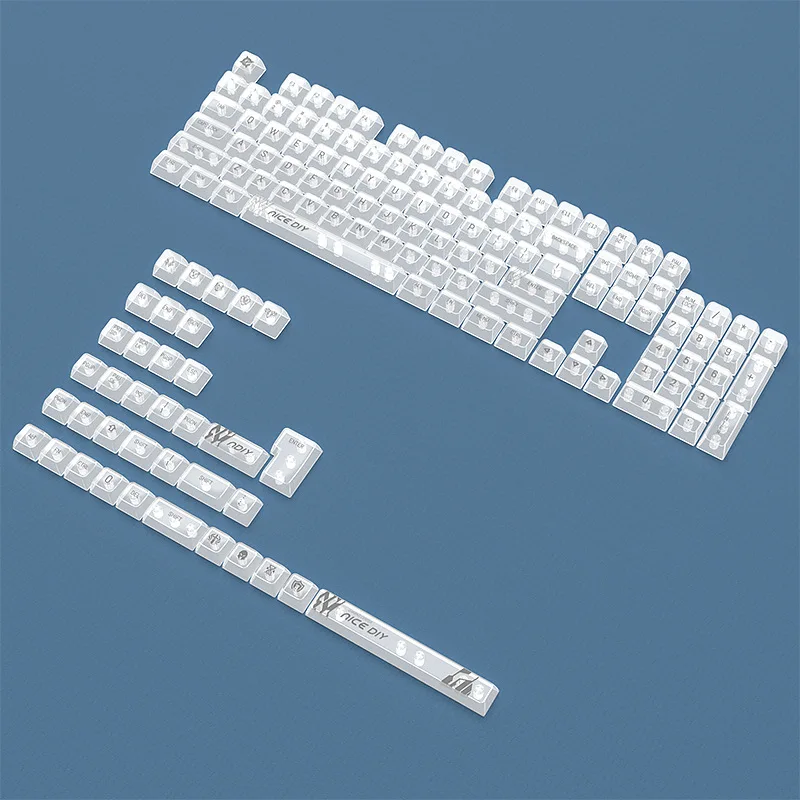 

Customized PC Material Crystal White Transparent Black Transparent DIY Mechanical Keyboard Cap Mda Height 141 Key Large Set