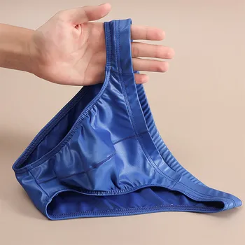 Slip sexy da uomo in similpelle, intimo a vita bassa con sacchetto a cupola, lingerie, mutande, biancheria intima da uomo