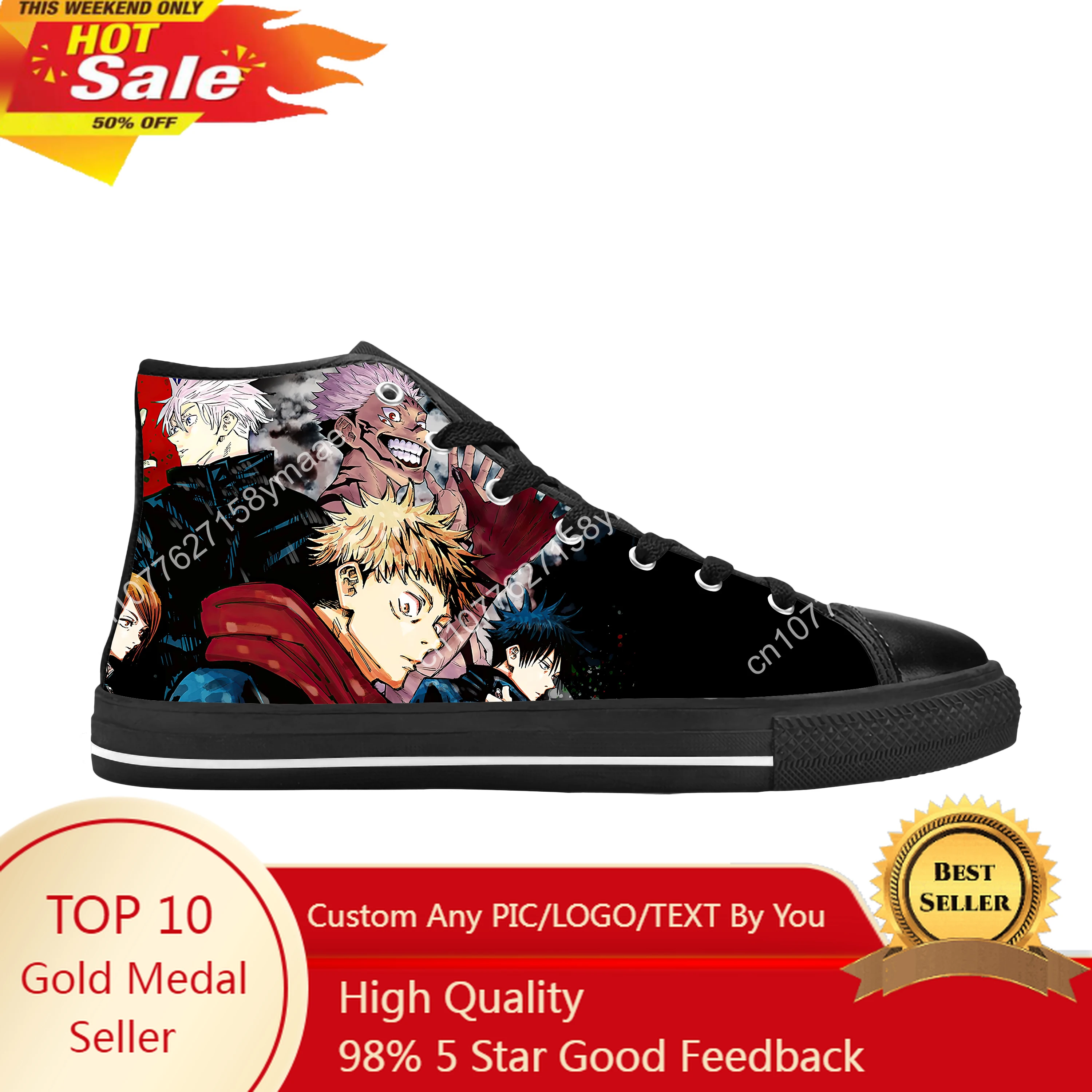 

Japanese Anime Cartoon Manga Comic Jujutsu Kaisen Casual Cloth Shoes High Top Comfortable Breathable 3D Print Men Women Sneakers