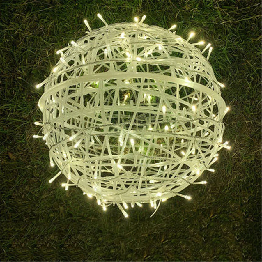 Guirnalda de luces LED colgantes de ratán para exteriores, 20 cm, 30 cm, para jardín, árbol de Navidad, decoración de fiestas y bodas