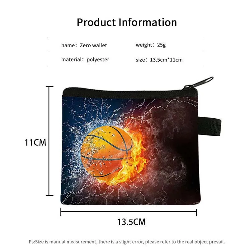 Plush Coin Purse 9 Colors 3D Print Football Basketball Children Polyester Zip Change Mini Wallet Kids Girl Women Gift