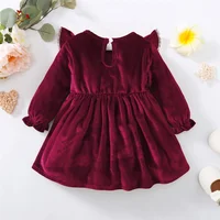 Christmas Party Skirt Baby Girl Long Sleeve Ruffle Satin Finish Dress Fashion Holiday Autumn Winter Wear for Kids Girl 0-7 Years 5
