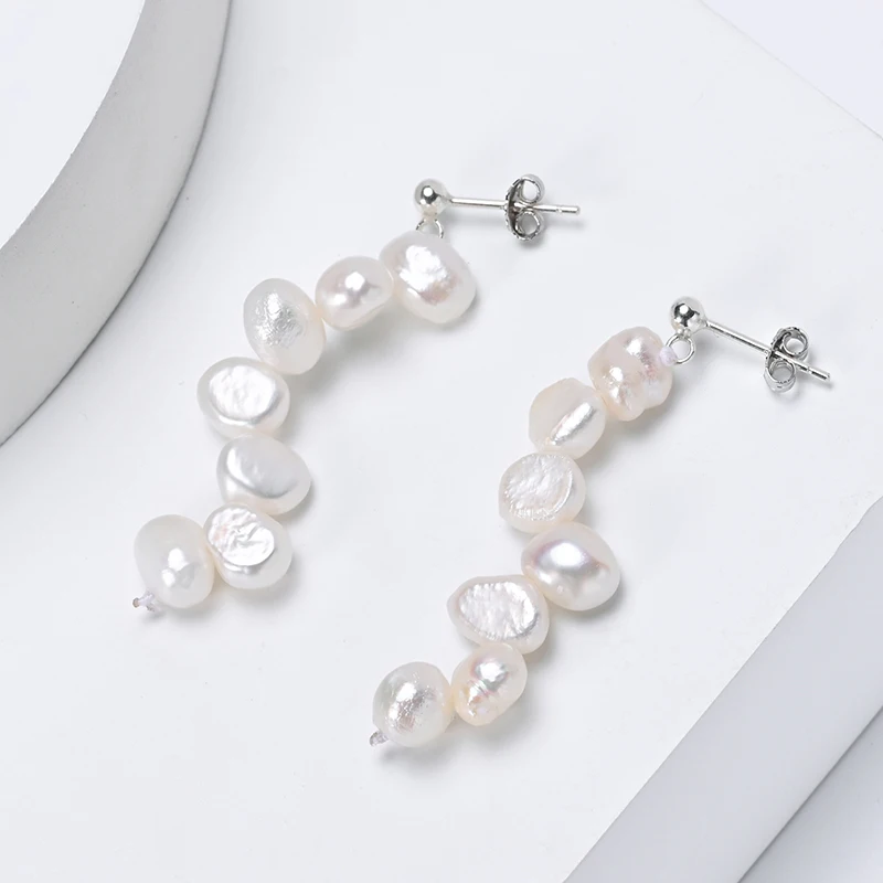 9ct Gold Freshwater Pearl 6mm Drop Earrings In White - Foto 10