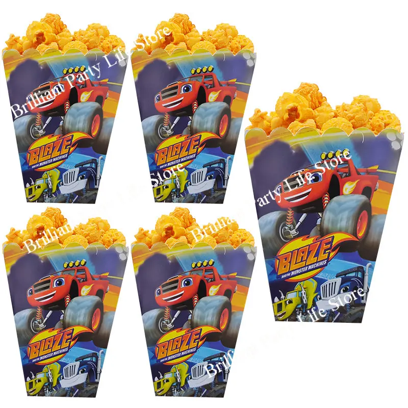 6Pcs Blaze Monster Candy Box Cartoon Sports Car Gift Bags Macchine Per La Decorazione Della Festa Di Compleanno Racecar Kids Toys Popcorn
