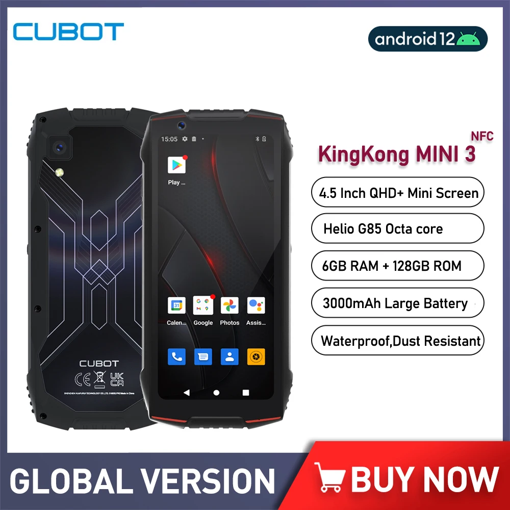 Cubot KingKong MINI 3 Rugged Phone 6GB+128GB Waterproof Smartphone Android 12 Helio G85 Octa Core 4.5 Inch 4G Mini Cellphone NFC doogee s96 pro 6 22 inch smartphone ip68 ip69k rugged waterproof mobile phone helio g90 android 10 0 4g cellphone 8gb 128gb nfc