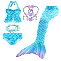 Haojxuanyu Children Mermaid Swimwear Girls Pink Blue Bikini Set Kids Swimsuit Cosplay Mermaid Tail Costume for Swimming 2