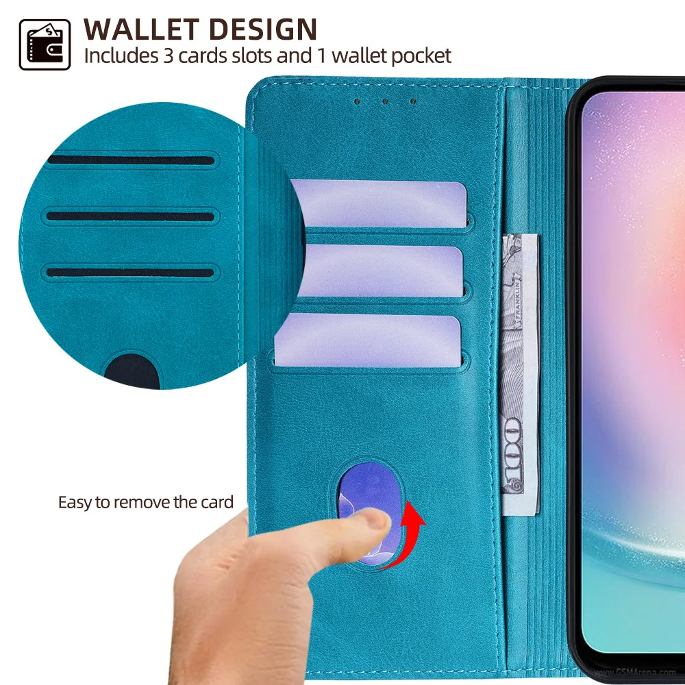 Vintage Flip Leather Wallet Case – Elegant Soft Cover with Holder