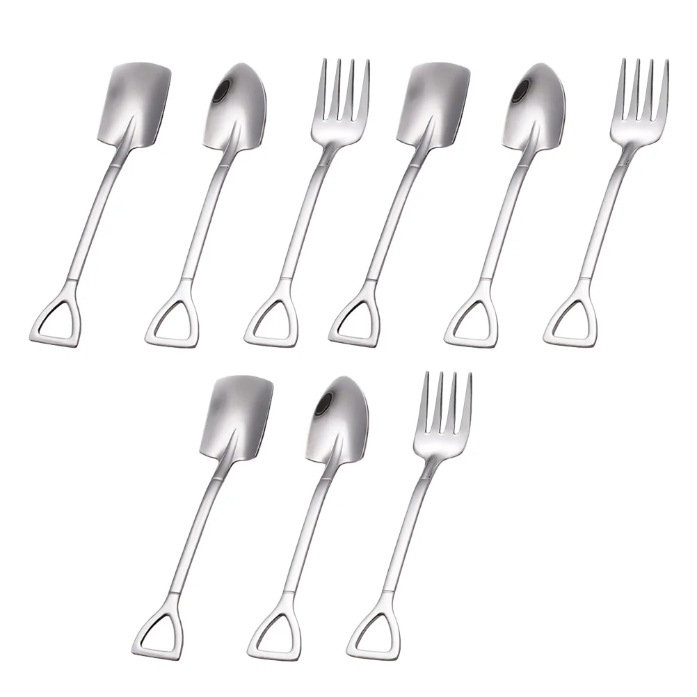 

9 Pcs Stainless Steel Dessert Spoon Kitchen Mixing Spoons Scoop Metal Stirring Coffee Serving