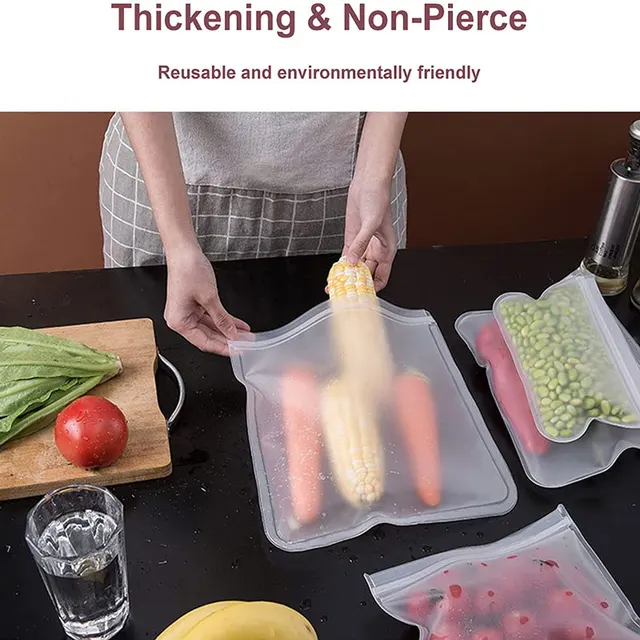 Sac de rangement des aliments en silicone, réutilisable, plusieurs TANLeakproof, beaucoup de sacs à fermeture éclair debout, sac de rangement des aliments frais, cuisine ronde 2