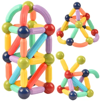 36-46PCS Large Magnetic Building Blocks Toy Magnetic Construction Set Magnet Ball Sticks Rod Games Montessori Educational Toys