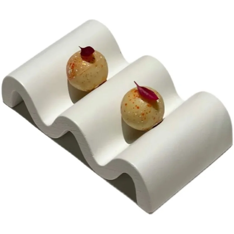 Ceramic White Special-shaped Tableware Western Plate Molecular Cooking Wave Plate French-style Dessert Sushi Tableware
