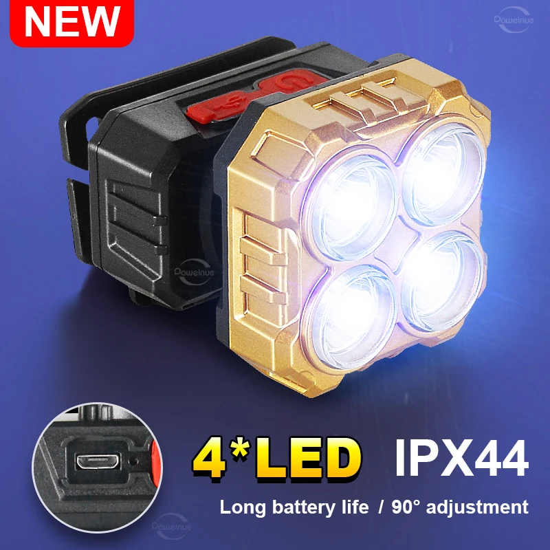 

USB Rechargeable Headlamp MINI LED Headlight Flashlights Built in Battery Torch Portable Work Light Fishing Camping Head Lantern