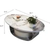55" Modern Oval Coffee Table with Abstract Metal Base, Sintered Stone Top,Drawer for Living Room-Gary, Coffee table 2