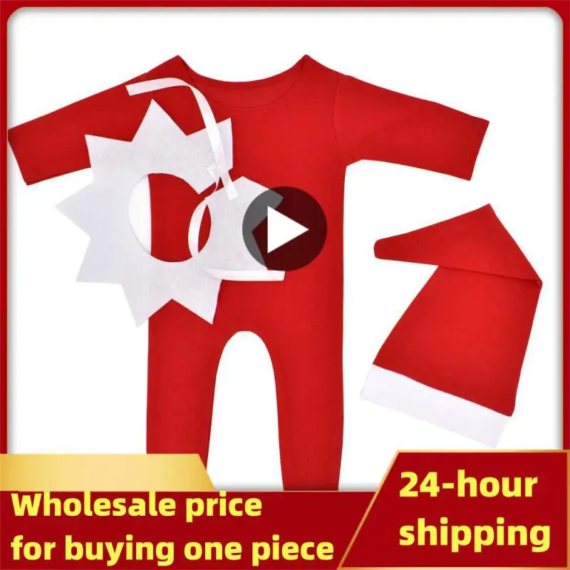 

Baby Romper Christmas Photo Suit Three-piece Baby Christmas Theme Red Romper Photo Suit Babies Accessories Newborn Baby Costume