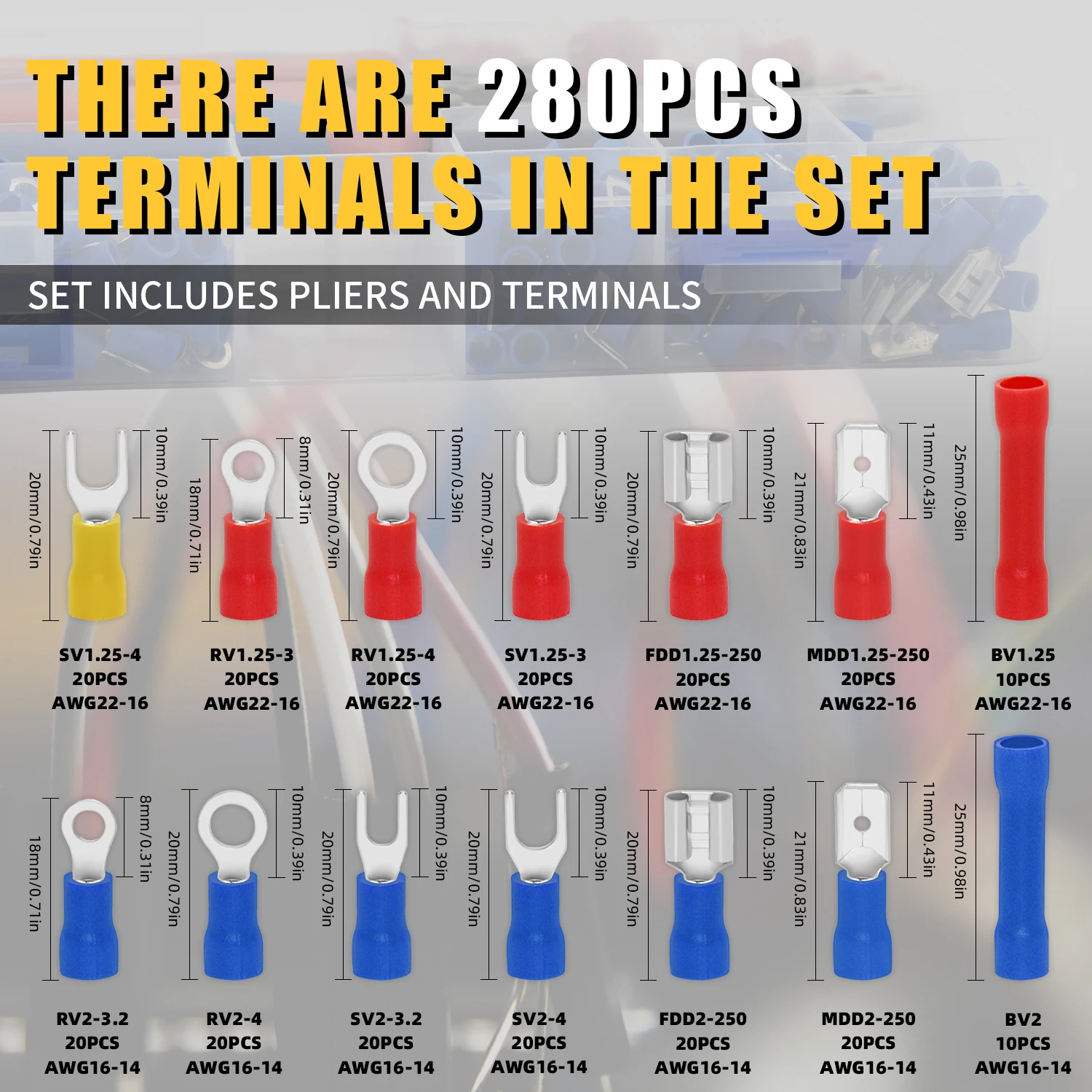 SN-02C Wire Crimping Plier Insulated Wire Electrical Connectors Crimper-Butt, Ring, Spade, Terminals Cable Lugs Assortment Tool Kit crimping tools crimping pliers
