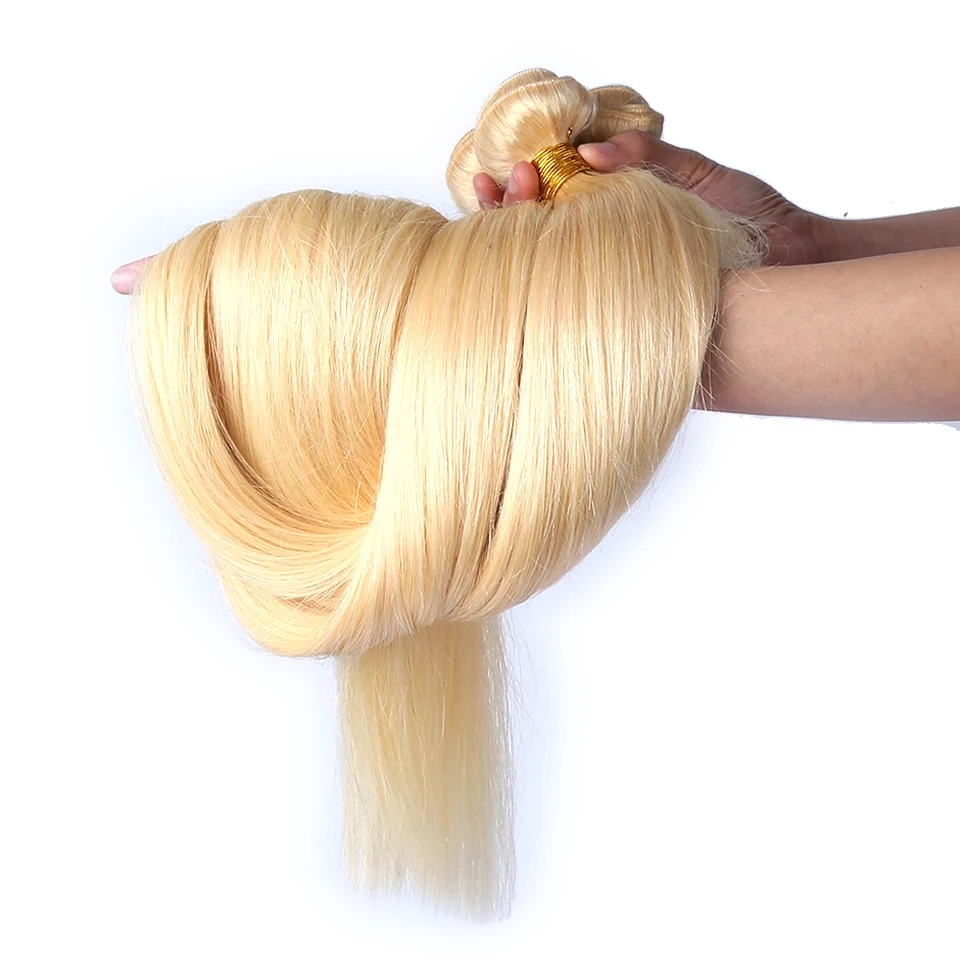 FASHOW Brazilian Hair Blonde Straight Hair Bundles 613 Honey Blonde Hair Bundles Human Hair Weaves Bundles 12-40 inch ON SALE