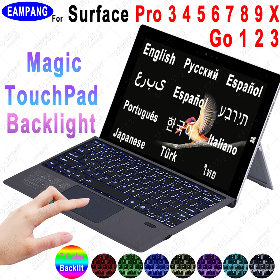 Touchpad Backlit Keyboard for Microsoft Surface Pro 9 Keyboard for Teclado  Surface Pro 8 Keyboard Pro X Russian Arabic Spanish