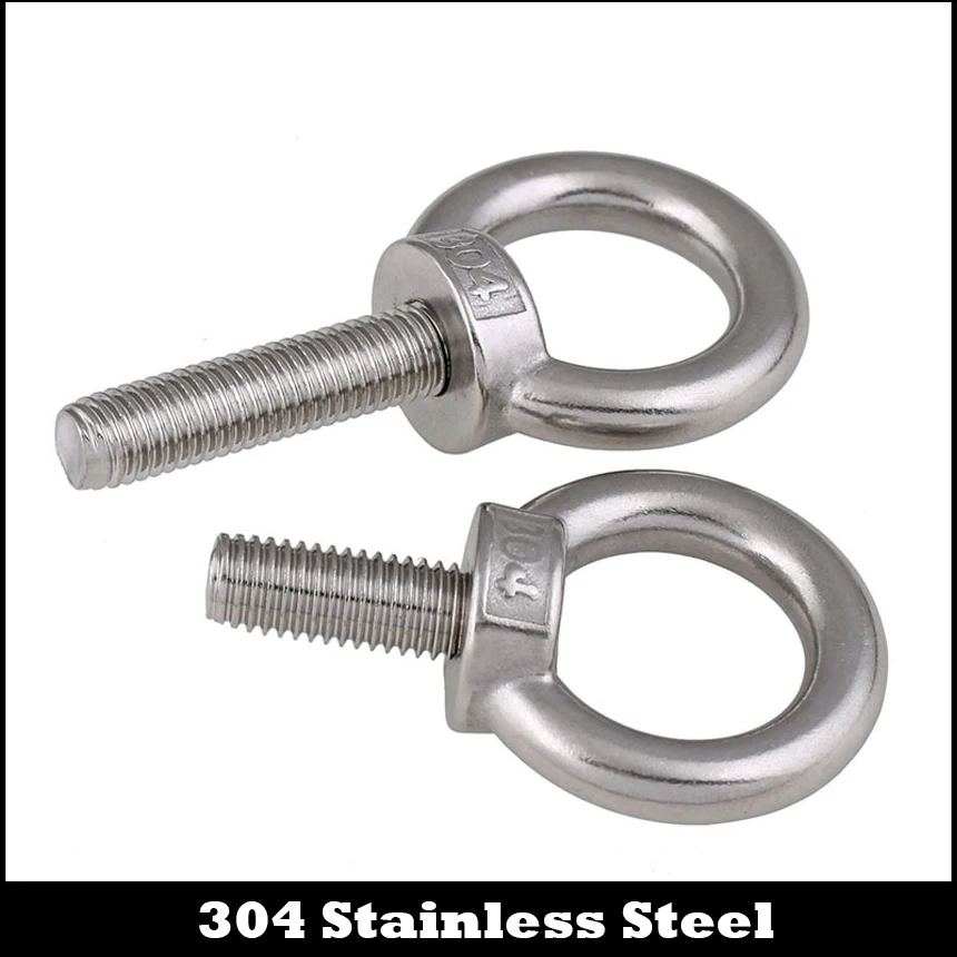 

M12 M12*20/25/30/40/50 M12x20/25/30/40/50 304 Stainless Steel DIN580 Male Thread Hook Marine Round Lifting Eye Ring Bolt Screw