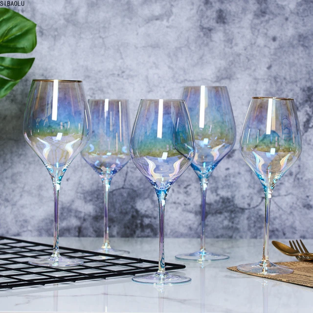 Teal Champagne Colored Coupe Glasses Set of 2