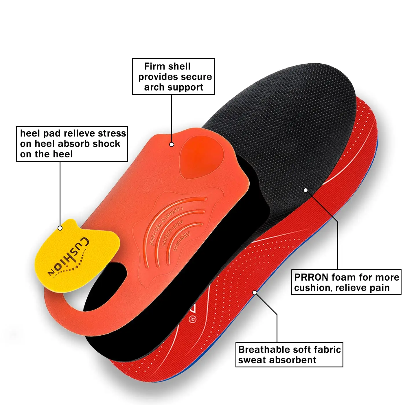 รูปสินค้า แผ่นรองเท้า Orthotic รองรับแรงกระแทก เท้าสูง ใส่สบายทุกก้าว
