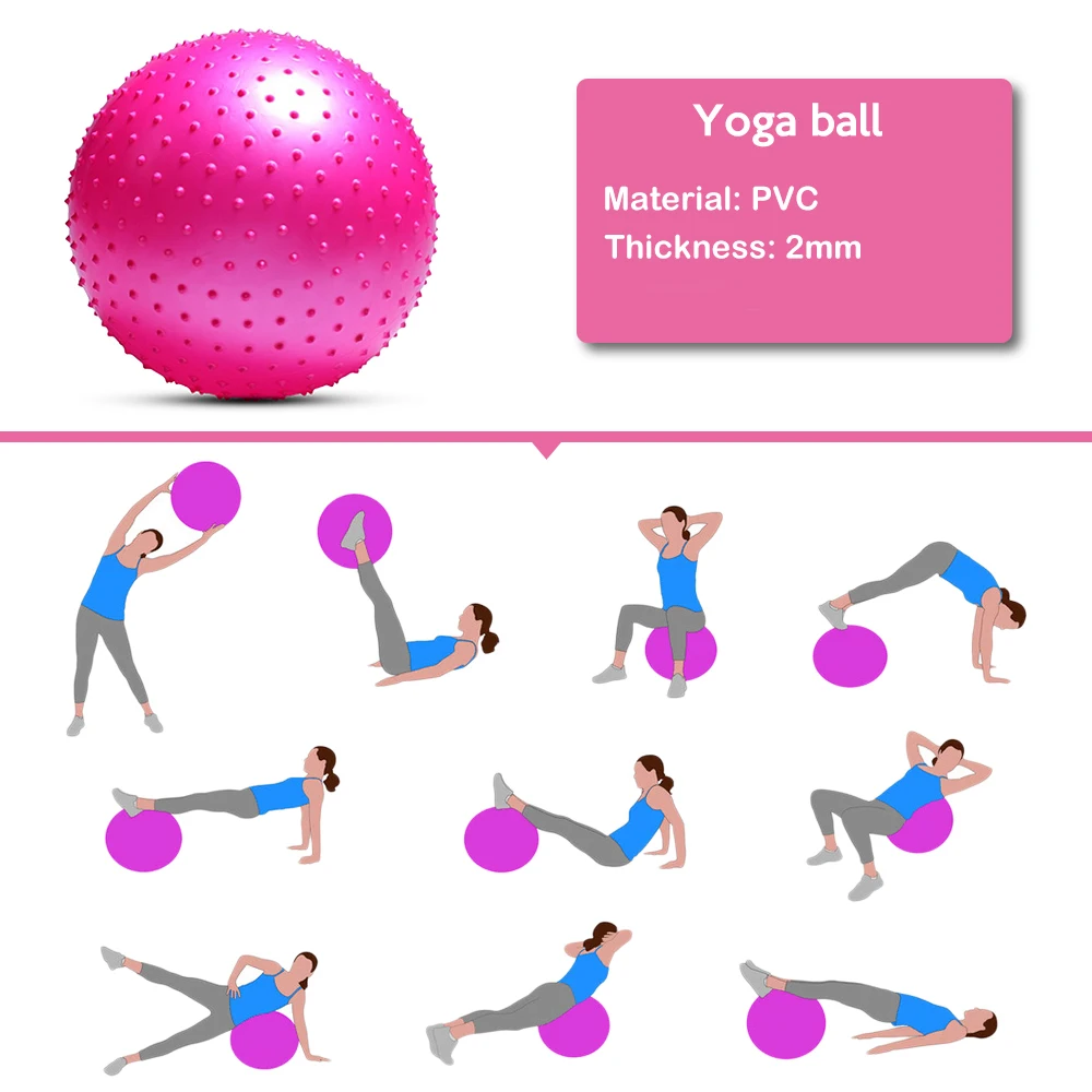 Massage Ball Yoga Ball Fascia Ball 55cm / 65cm / 75cm Pointed Massage BallYoga Ball with Hedgehog Pump Fitness Fitball Pilates