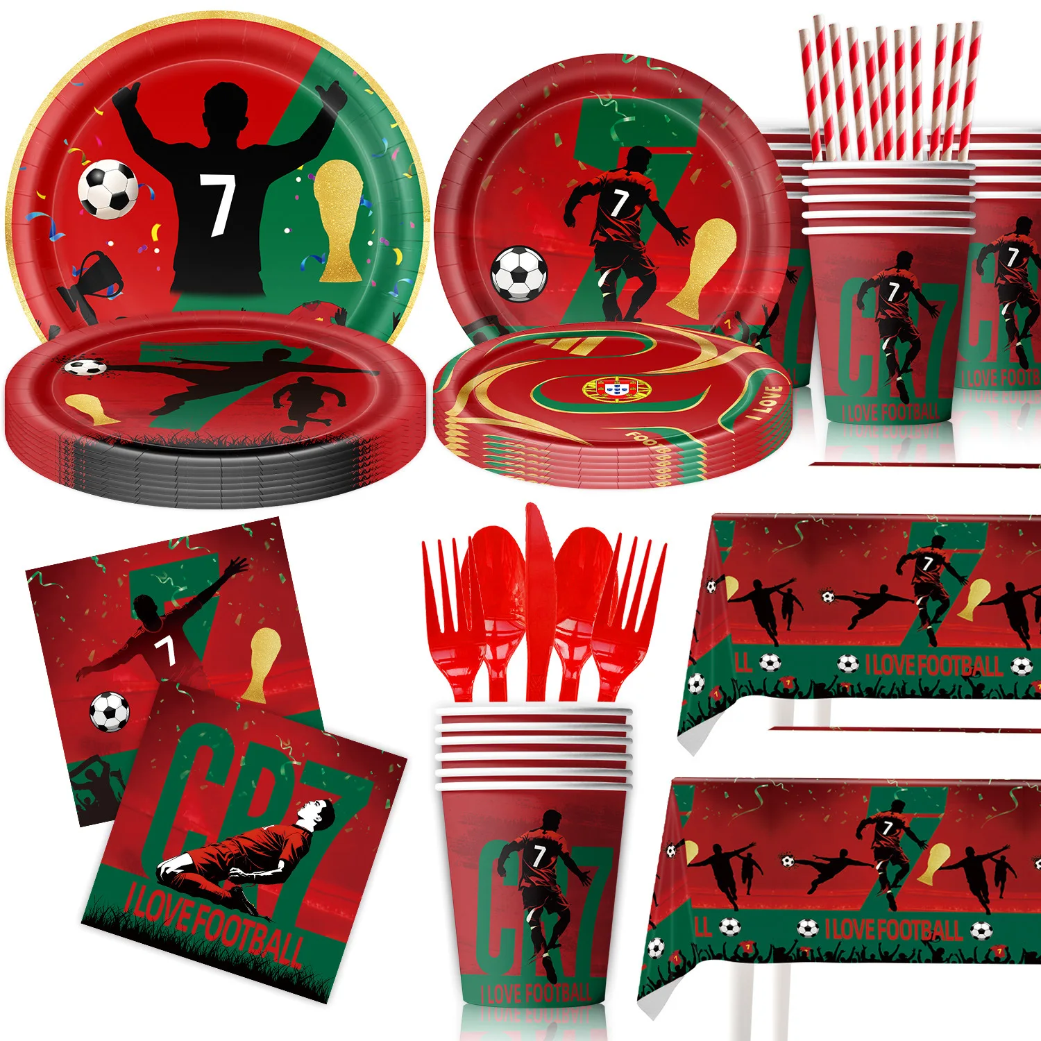 2026 cr7 football party decoration tableware paper dish cup napkins tablecover backdrop gift bag soccer star fans parties 2026 CR7 Football Party Decoration Tableware Paper Dish Cup Napkins Tablecover Backdrop Gift Bag Soccer Star Fans Parties 3
