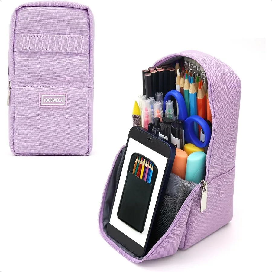 Large Capacity Standing Pencil Case in Purple