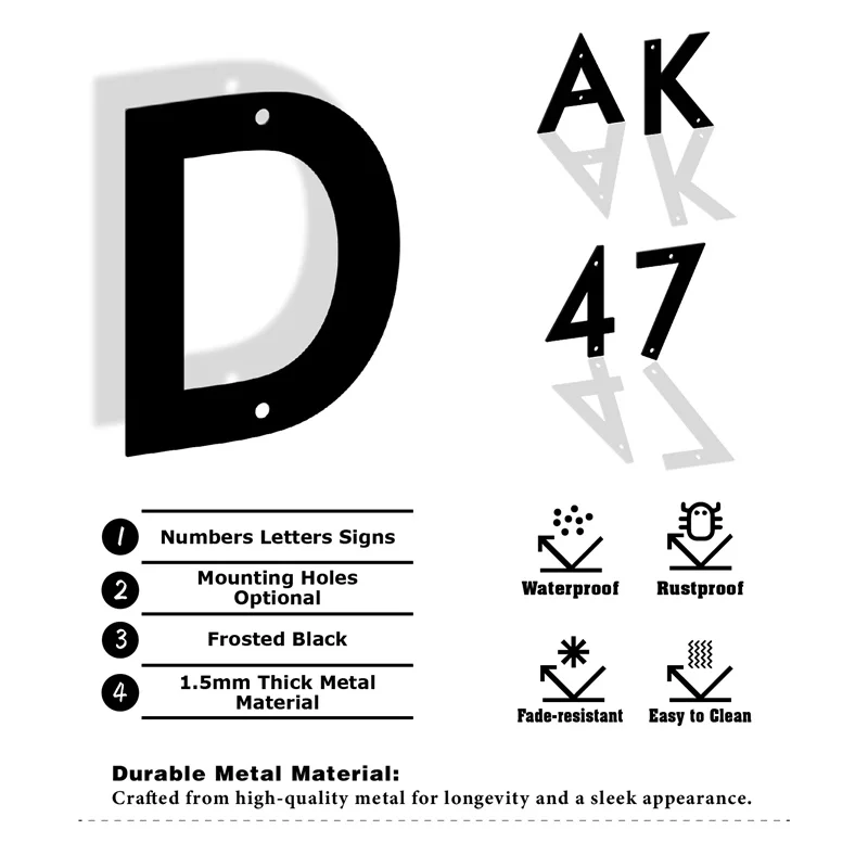 3/5/7Inch 1 Stuks Thuis Muur Diy Metalen Brief Huis Kantoor Adres Zwart Nummer Opknoping Decoratie Platen Plaques & Borden