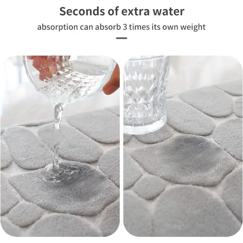 Bathroom Mat Non-slip Cobblestone Embossed Memory Foam Carpet for Wash Basin Bathtub Side Floor Shower Room Doormat