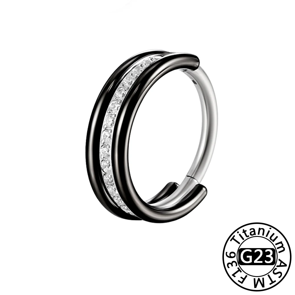 thumbnail image 1 of F136 anillo de titanio para la nariz, pendientes sin costuras con bisagras de grado de implante, anillo de aro Clicker para cartílago, hélice, Rook, tabique Daith Tragus, 1 of 5