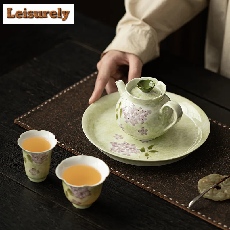 Hand-painted Hydrangea Tea Set Complete Set Japanese Set of Cups Tea Ceremony Set Tea Maker Teapot and Tea Cup Set Teaset Gift