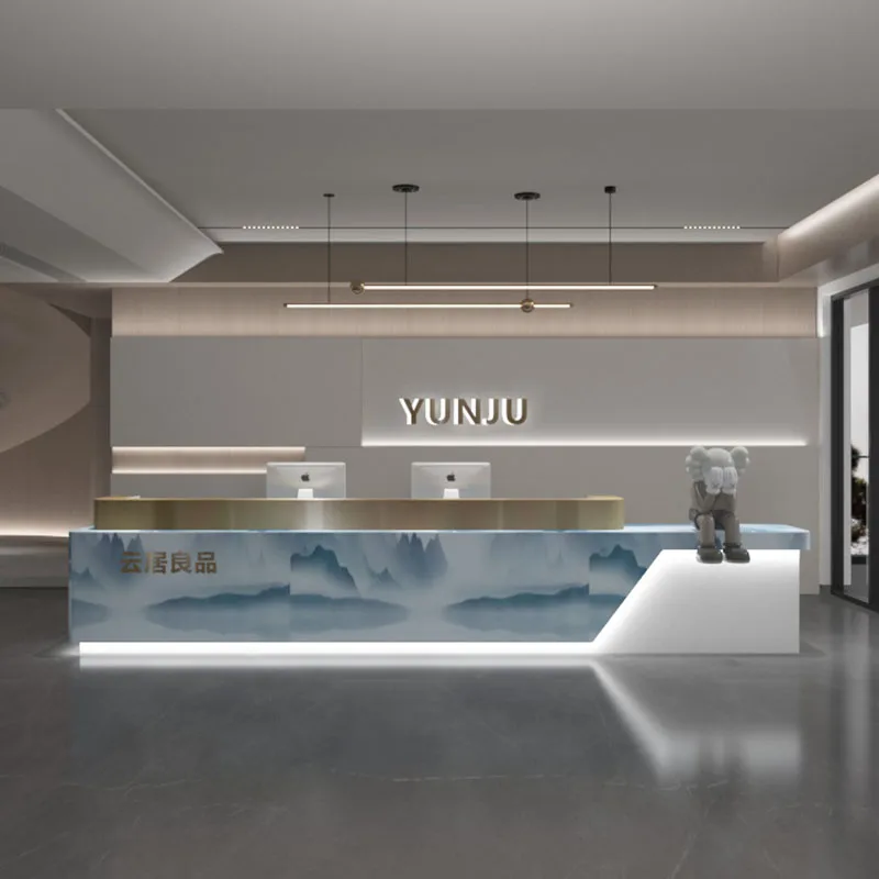 Cash Modern Reception Desk Counter Gym Restaurant Supermarket Simple Reception Desk Information Theke Rezeption Luxury Furniture bar simple modern reception counter consoleoffice beauty reception counter bakery grocery rezeption modern office furniture