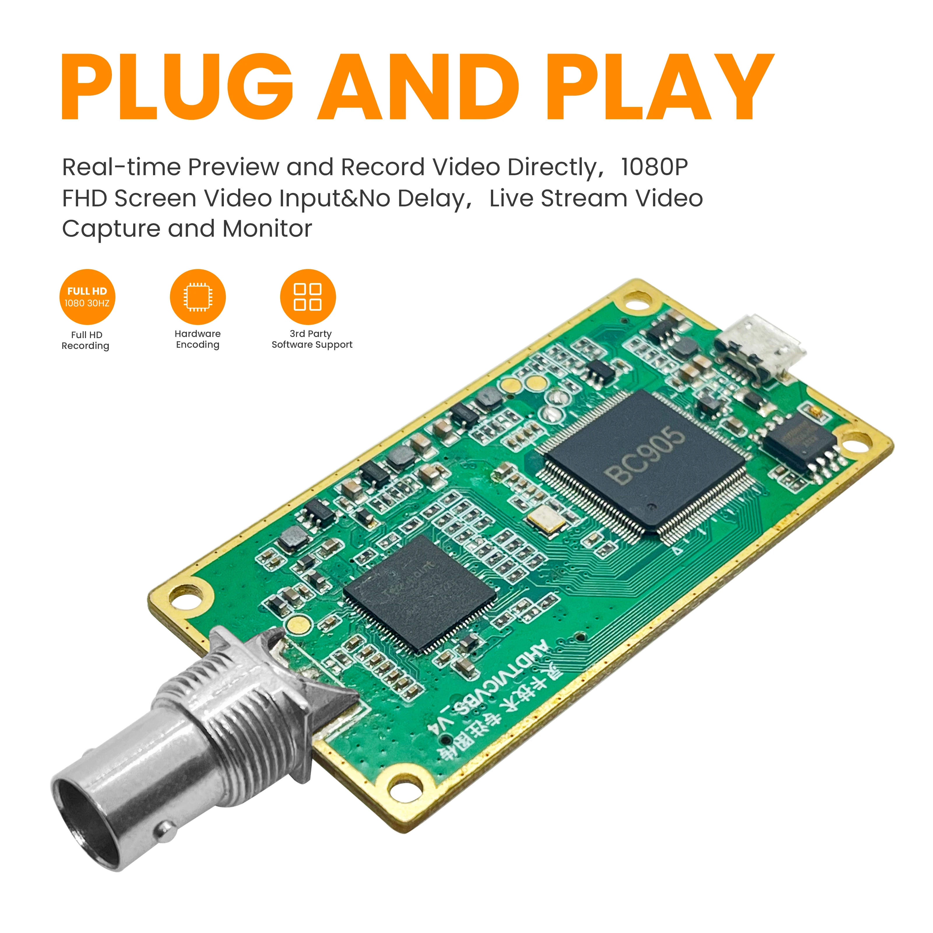 LCC261 1080P60 CVBS TO USB Capture Card H.264 Encoder 