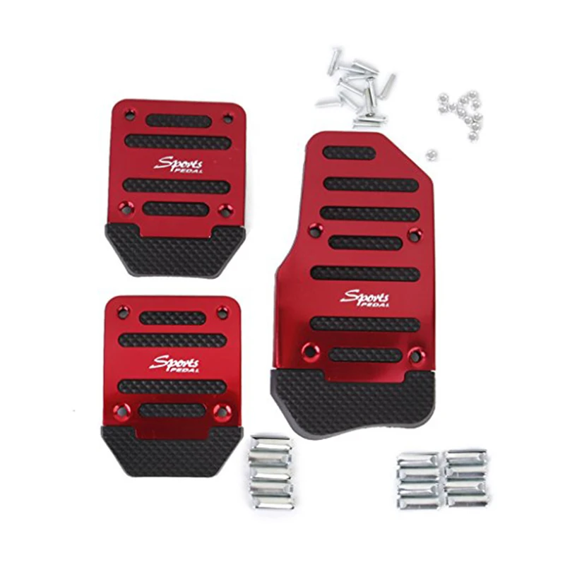 3Pcs universal racing manual non-slip foot pedal pad cover aluminum automatic gear brake accelerator car interior accessories car accessories car pedals pedal cover