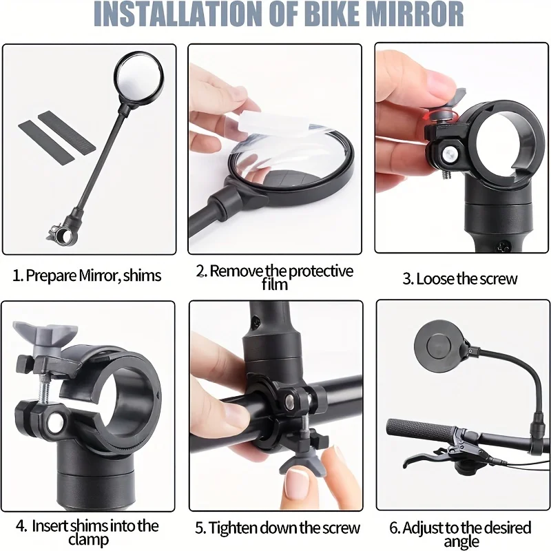 2PCS Fahrrad Spiegel Fahrrad Lenker Rückspiegel Drehbare Und Einstellbar Weitwinkel Rückansicht Stoßfest Konvexen Spiegel Universal – Detail 5