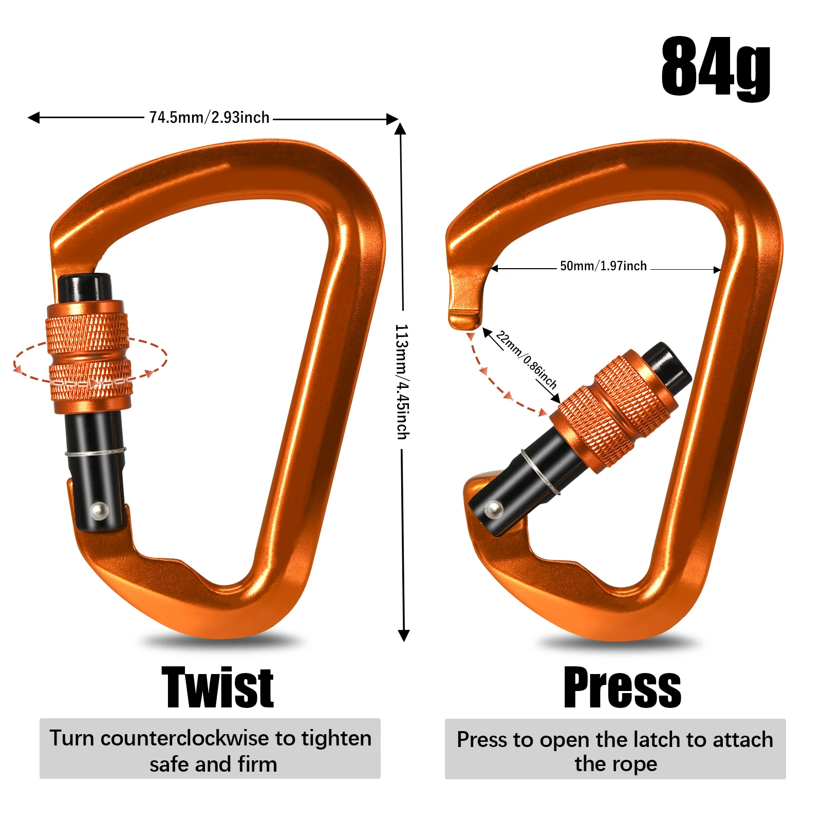 30KN Aluminum Safety Carabiner 1