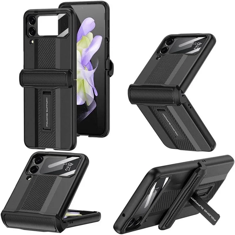 

For Samsung Z Flip4 Mobile Phone Case Super Running Bracket Magnetic Suction Shaft All-inclusive Shell Film Anti-fall Case