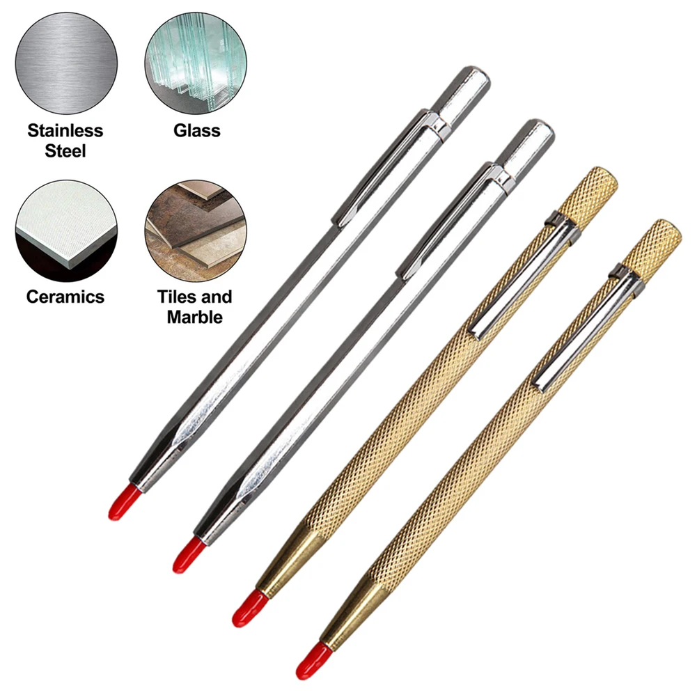 4pcs Scribe Pen Metal Tile Lettering Pen Diamond Glass Cutter Carbide Scriber Engraver Glass