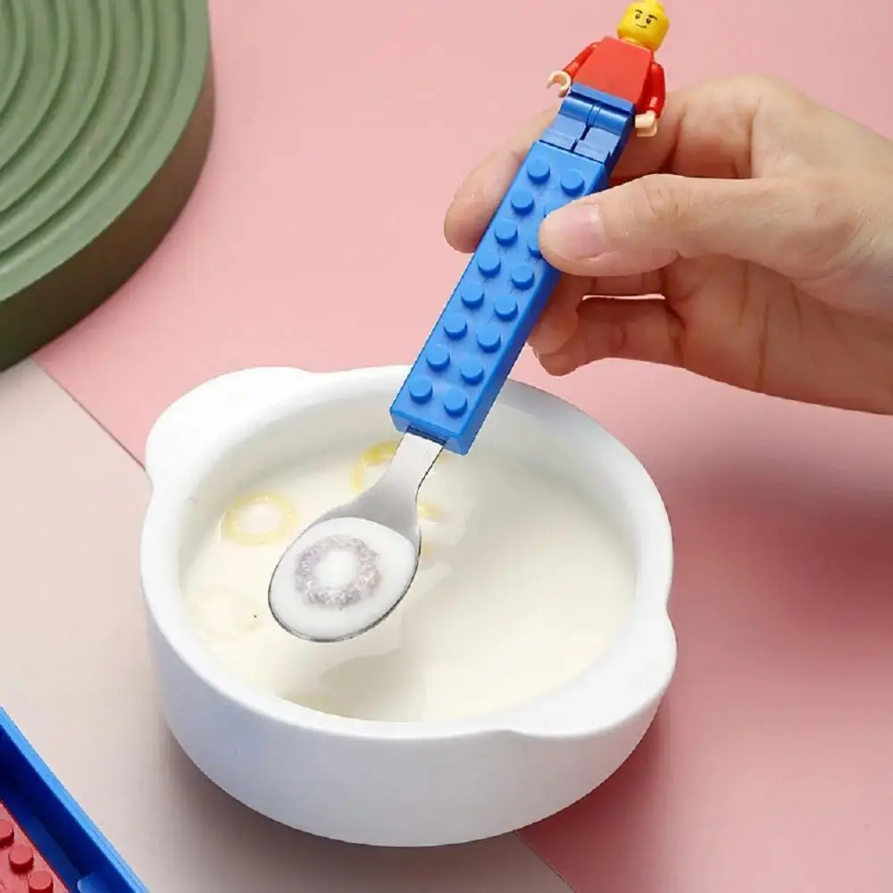 Picnic Creative Building Blocks DIY Pixel Building Blocks Cutlery Spoon Kitchen Tools Portable Travel Camping Spoon