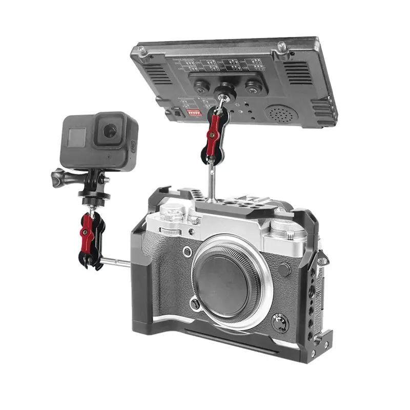 T64C 관절형 암 마운트 더블 볼헤드 1/4인치 나사 DSLR 카메라 라이트 삼각대 라이브 핫슈 브래킷 타입 D