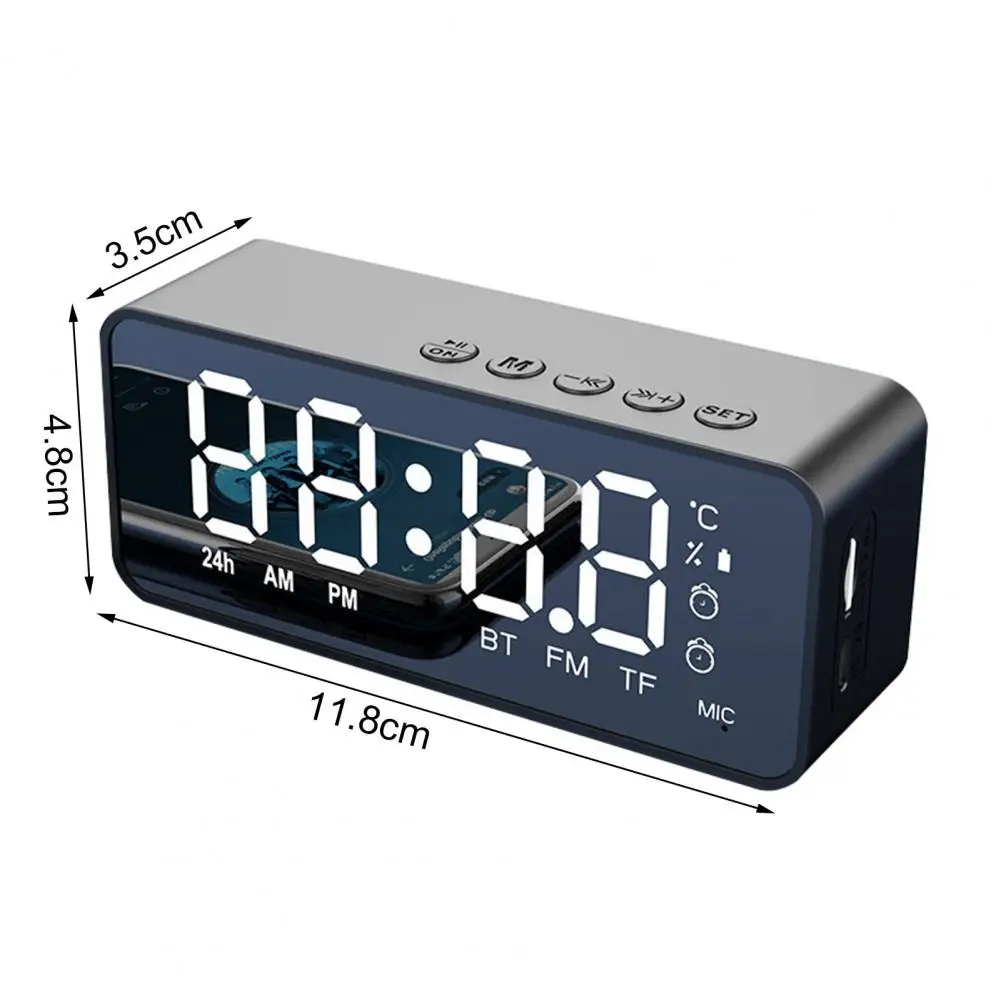 G50 Wireless Speaker Mini Mirror Surface Design Support TF Card 2-in-1 Practical Bluetooth-compatible Loudspeaker Alarm Clock