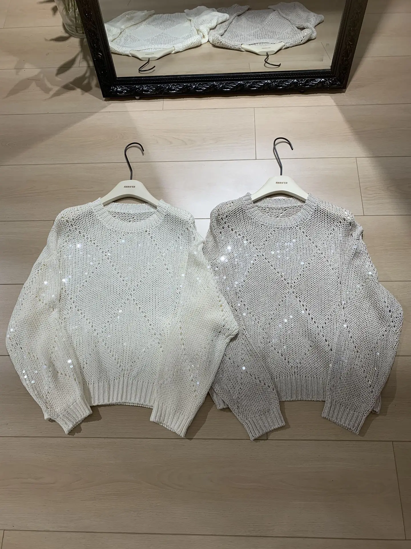 

Spring Summer 2024 B*C Women's Sweater Cotton Linen Knitwears O-Neck Hollow Pullover Tops Female Long Sleeves Woman's Clothing