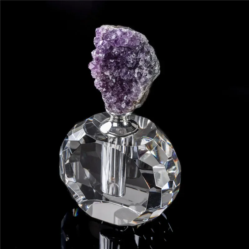 Healing Crystals Cluster Perfume Bottles Reiki Meditation Raw Stone Glass Oil Diffuser Bottle Aromatherapy Room Decoration Gifts