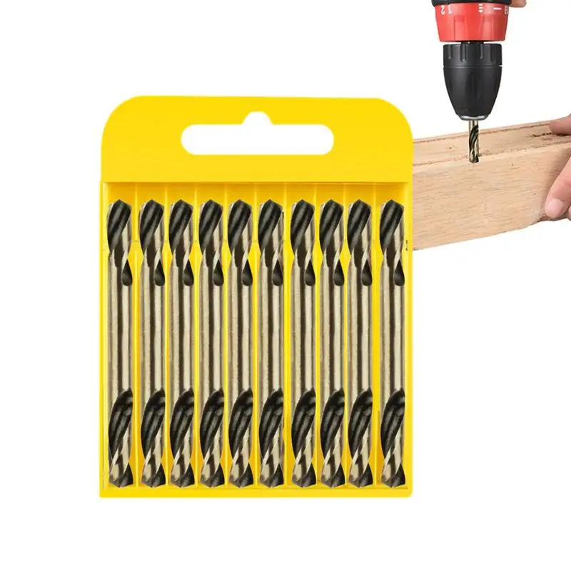 

Twist Drill Bit Set 10pcs Double Ends Drill Bits With Stubby Body High Hardness High-Speed Steel Fast Drilling Tool For